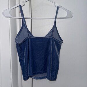 Blue Velvet Spaghetti Strap Crop Top